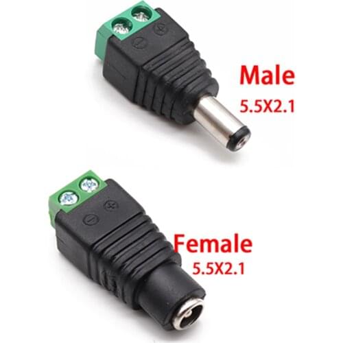 Hot Sale DC Male DC Female Plug Connector 2.1x5.5mm Power Supply jack Adapter for LED Strip Lamp Lights CCTV Camera Video