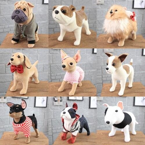 Cute Simulation Pets Stuffed Dog Shar Pei Terrier French Bulldog Puppy Plush Toy Ornaments Photo Props Desktop Car Home Decor