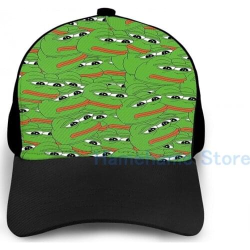 Fashion PEPE ALLOVER PATTERN SAD FROG MEME Basketball Cap men women Graphic print black Unisex adult hat
