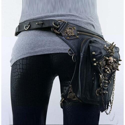 Punk motorcycle bag Single Shoulder Messenger Bag womens multi-function mobile phone waist bag