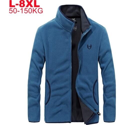 Plus Size 8xl 7xl 6xl Men Casual Softshell Jackets Large Size Outdoor Mens Fleece Jacket Winter Autumn Zipper Up Coats Male