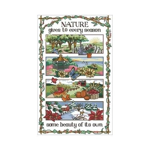 Four Seasons Scenery Needlework,For Embroidery,DIY 14CT Unprinted Arts Cross stitch kits Set Cross-Stitching Home Decor