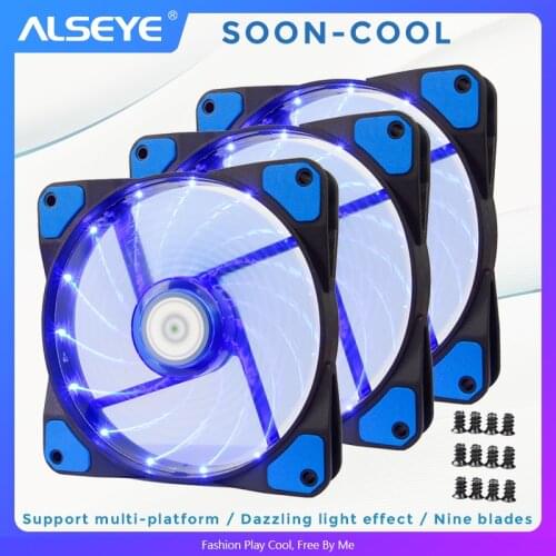 ALSEYE Computer Fan 120mm PC Cooling Fan Cooler 3/4pin Quiet LED Fan for Computer 1300RPM 12cm 12v Fans