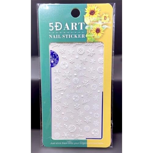 5D Nail Sticker White Snowflakes Flowers Nail Art Decorations Anaglyph Effect Nailart Adhesive Manicure Accessories