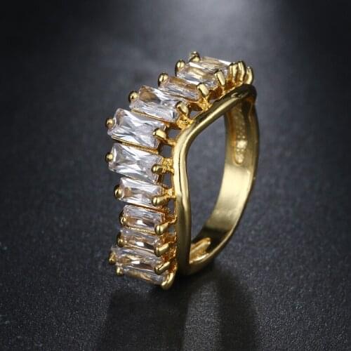 NoEnName_Null 2017 Novel AAA crystal zirconium ring clothing boutique rose gold square ring for female fashion jewelry brand