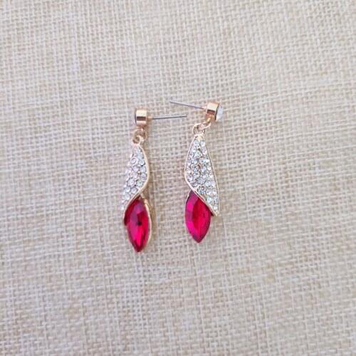 New Jewelry Wholesale 925 Sterling Silver Silver Earrings, Gold Red S0169