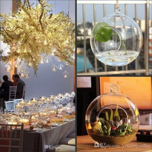 2021 new transparent hanging glass candle holder glass ball light wedding candle holder interior decoration free shipping
