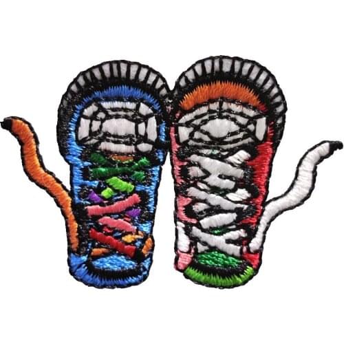 New 3D Colorful Rainbow Shoes Embroidered Patches Iron on Embroidery Appliqued Sewing On Badge DIY Handmade Kids Hat Sticker