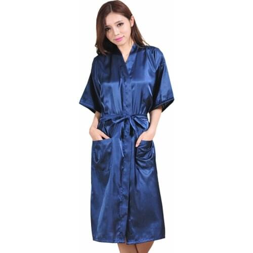 New Arrival 2016 Plus Size S M L XL XXL Bathrobes For Women Free Shipping Kimono Nightwear Robes Silk Satin Long Sleepwear Hot