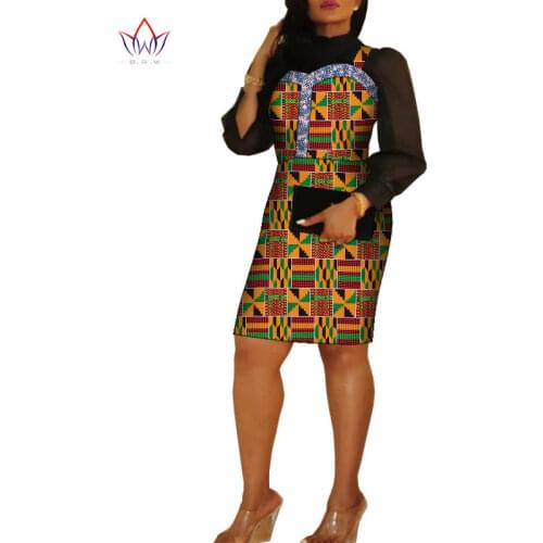 2021 African Style Clothes Women Fashion Dresses Floral Printed Ankara Wax Dashiki Party Vintage Tube Dress Lady Clothes WY128