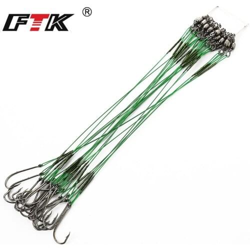 FTK 20pcs/Pack Steel Wire Leader With Barrel Swivel Fishing Accessory 12/16/20/23/25cm Strong Stainless RIng