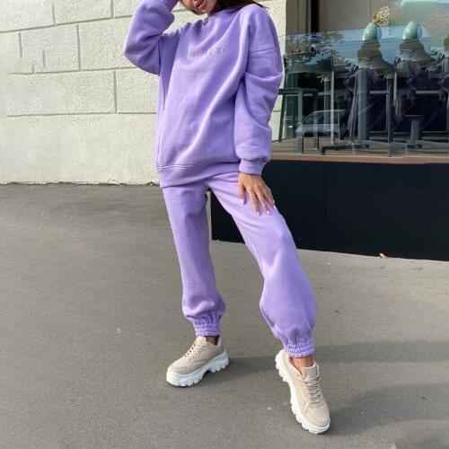 Letter Print Casual Fleece Tracksuit Womens Sets Oversize Hooded Long Sleeve Women Hoodie Suit Spring Sport Pants Ladies Set