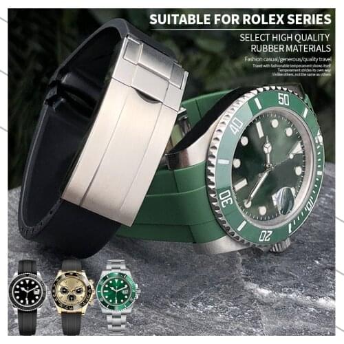 19mm 20mm 21mm Rubber Silicone Watch band Men Watchband Black Watch Strap for Role Submariner Daytona OYSTERFLEX GMT DEEPSEA