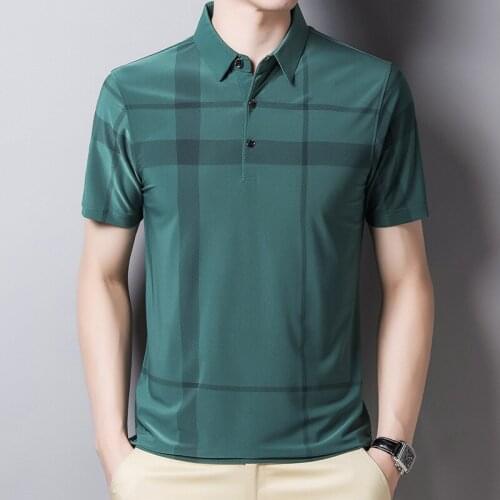 Korean Fashion Clothing Men Polo Shirt Short Sleeve Slim Fit Summer Thin Shirt Streetwear Mens Polo Shirt Plaid Clothes Man