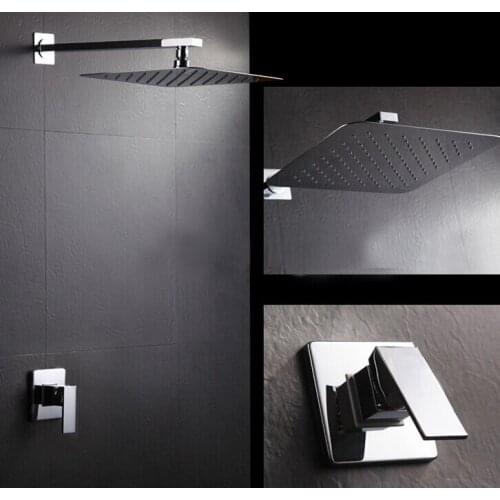 Concealed Shower Set.Concealed Shower Faucets.8 inch Ultra-Thin rainfall square shower head,Bath tap mixer-A