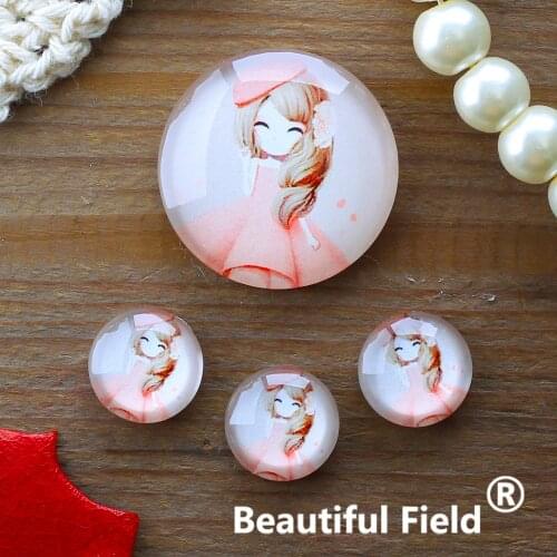 12mm 25mm 14mm 16mm 18mm 20mm Photo Glass Cabochons Round Cameo Set Handmade Settings Stone Girl FFR32