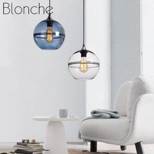 Blonche Glass Pendant Lamp Clear/blue Hanging Lights Modern Lighting for Dinning Room Living Room Restaurant Fixtures Luminaire
