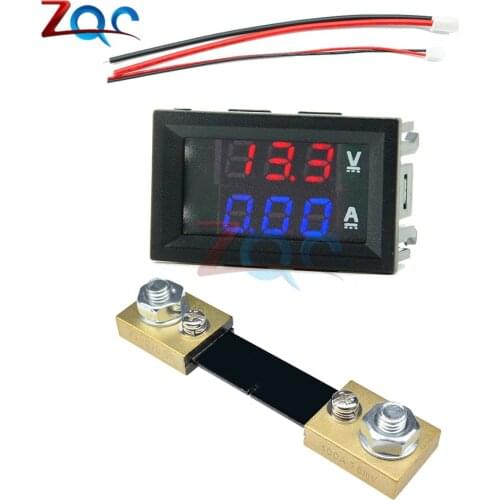 Mini 0.28" Dual LED Display Voltmeter Ammeter DC 0-100V / 7-110V 100A Panel Amp Volt Voltage Current Tester with 100A 75mV Shunt