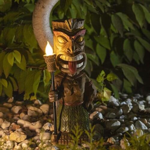 Tiki Guard Solar Powered Outdoor Decor LED Garden Light Decoration Crafts Gardening Sculpture Lawn Lamp for Courtyard ASD88