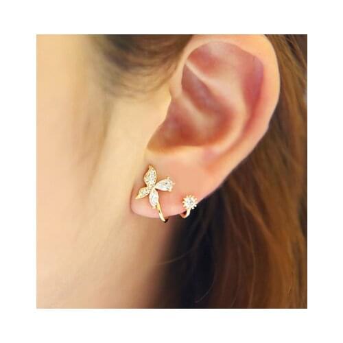 925 pure silver stud earrings elegant shiny crystal butterfly stud earring accessories anti-allergic Iotion gift