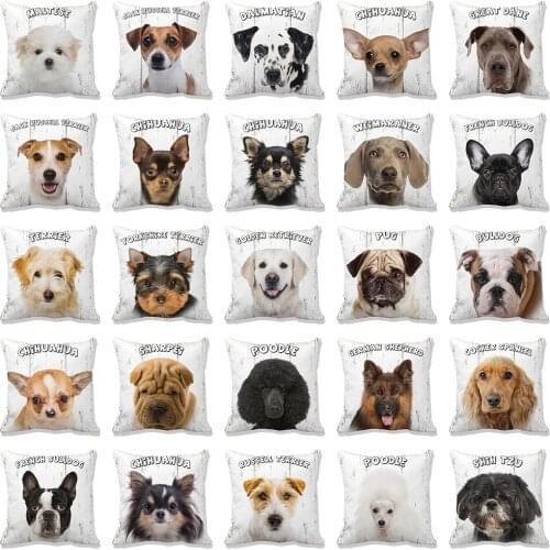 1PC 45*45cm Cute Dog Yorkie Pillow Case Pug Pillows Sofa Car Bed Sofa Pillow Case Bedroom Decoration Cushion Cover