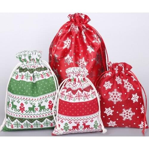 1pc Variety Sizes Burlap/Satin Snowflake Bags Jewelry Packaging Christmas Gift Bags Wedding Favor Gift Bags Drawstring Pouches