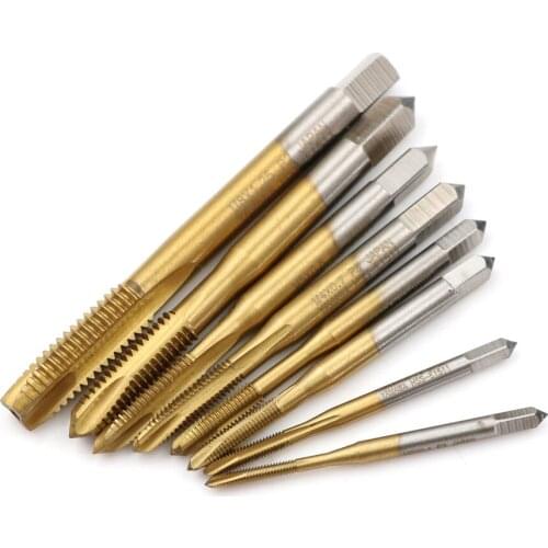 1PC Hand Screw Thread Tap Titanium Machine Right Hand Tap Drill Spiral Point Thread Plug Handle Taps M2/M2.5/M3/M3.5/M4/M5/M6/M8