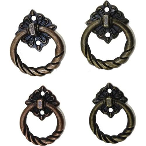 10pcs Antique Bronze Metal Kitchen Drawer Cabinet Door Handle Furniture Knobs Hardware Cupboard Antique Brass Ring Pull Handles