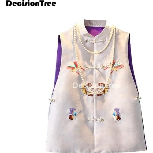 2021 vintage women chinese style qipao tang suit vest oriental traditional hanfu vest chinese style jacquard elegant lady vest