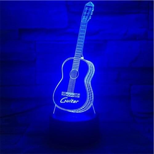 Nighdn 3D Lamp Creative Guita Night Light Lamp 7/16color change illusion Lamp Home Decor Lamp Bedroom Lighting Gift for Birthday