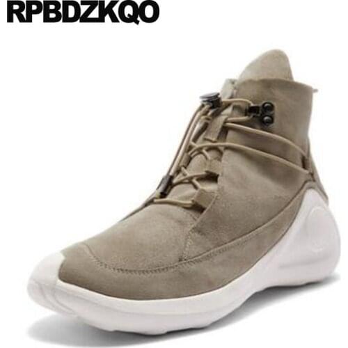 Ankle Booties Platform Boots Harajuku Luxury Sneakers Trainer High Sole Shoes Men Genuine Leather Thick Soled Durable Top Suede