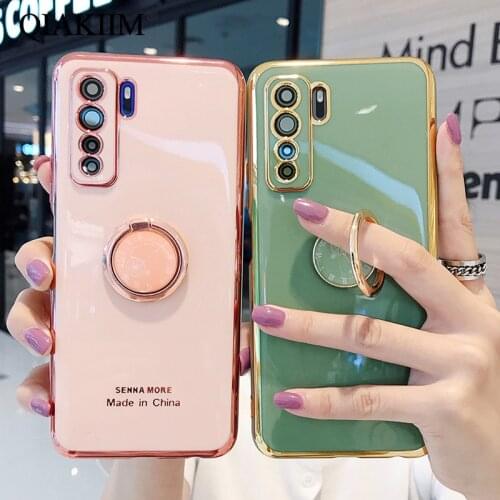 Stand Ring Holder Case For Huawei Nova 7 Pro 7i 6 SE 5i 5 Honor 30S 30 Lite 20S 20 V30 8X 9X Cover Plating TPU Plain Phone Cases