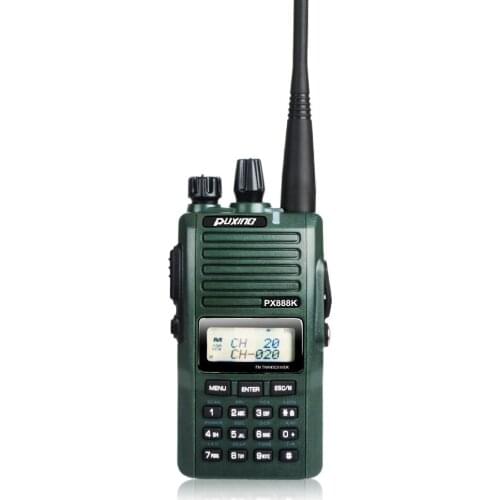 Radio PX Dual Band VHF 136-174MHz UHF 400-480MHz 5W 128CH Scrambler VOX FM Portable TWO WAY RADIO PX-888K Green Color
