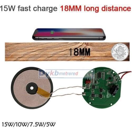 Dykb 15W 12V 5A Qi Wireless Fast Charger Charging Transmitter Module circuit board 10W/7.5W/5W+ coil CAR Samsung Huawei iPhone