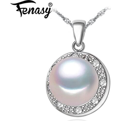 FENASY Bohemian Chain Necklace Pearl Jewelry Necklaces Pendants Pearl Classic Round Necklace For Women Natural Pearl Necklace