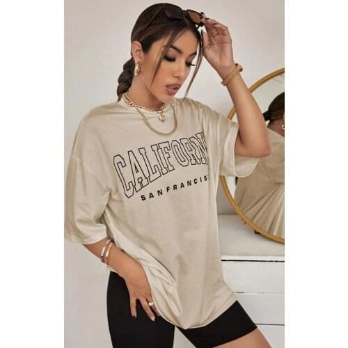 California San Francise Letter Print T Shirt For Women Summer Short Sleeve Harajuku Loose Casual Ulzzang Graphic Tee Street Tops