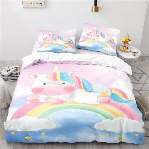 New Unicorn Pattern Duvet Cover with Pillowcase 3D Bedding Set Single Double Twin Full Queen King Size for Bedroom Decor Textile