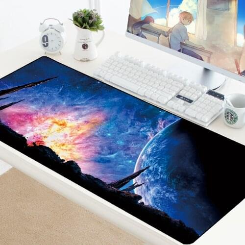 Space Large Art Mouse Pad XL Rubber Computer Gamer Gaming Mousepad Starry Sky Locking Edge Keyboard Pad Laptop Desk Play Mats