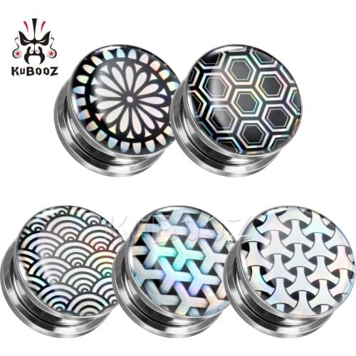 Geometry Texture Logo Ear Expanders Tunnels Earring Gagues Stainless Steel Piercing Body Jewelry Gift For Unisex 6mm to 30mm