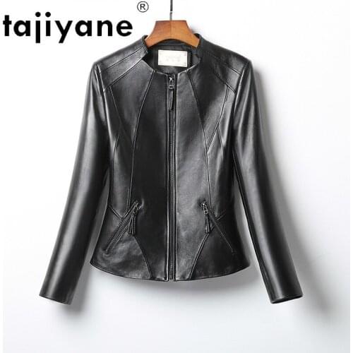 Real Jacket Leather Women Genuine Sheepskin Coats Spring Black Coat Womens 100% Sheep Skin Jacket Veste Femme TN1922