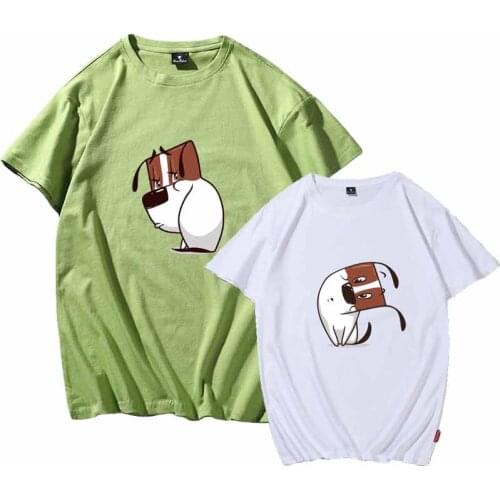 Summer New T Shirts for Couples Cute Cartoon Dog Print T-shirt Female Cotton Short Sleeve O Neck Korean Style Women Ropa Mujer