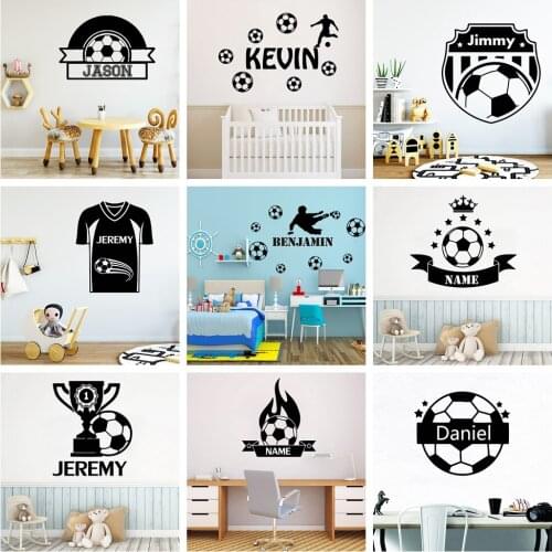 Fashion Football Custom Name Wall Stickers Vinyl Decals For Boys Kids Room Decor Wallpaper Personalized Baby Soccer Sticker