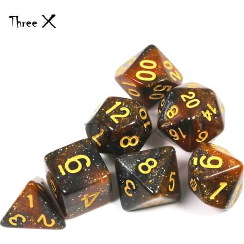 Top Grade 6 color Creative Universe Galaxy Dice Set of D4-D20 with Mysterious Royal Glitter Powder Amazing Effect for DND RPG
