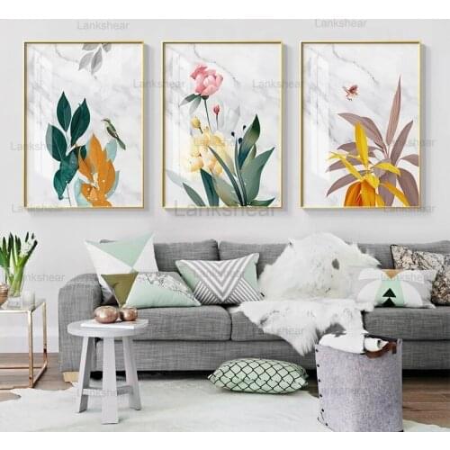Flower Leaves Wall Pictures for Living Room Home Decoration Nordic Plants Poster Wall Art Canvas Painting Posters and Prints