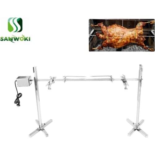 Stainless Steel Goat Pig Spit Roast grill Spit Roaster Rod and fork barbecue motor Rotisserie BBQ Grill meat Roasting kit