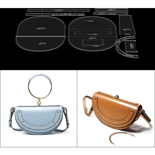 One shoulder messenger bag diy handmade leather goods acrylic mold template semicircle bag version sewing pattern design