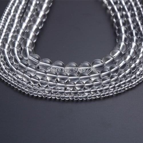 Wholesale Smooth Clear White Glass Beads Natural Stone Round Loose Spacer Beads 4 6 8 10 12mm DIY Bracelet Jewelry Making