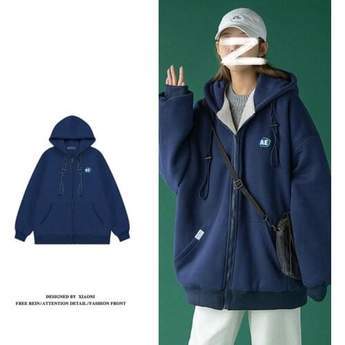 Autumn and winter new velvet padded loose Korean Korean leisure lazy wind joker jacket