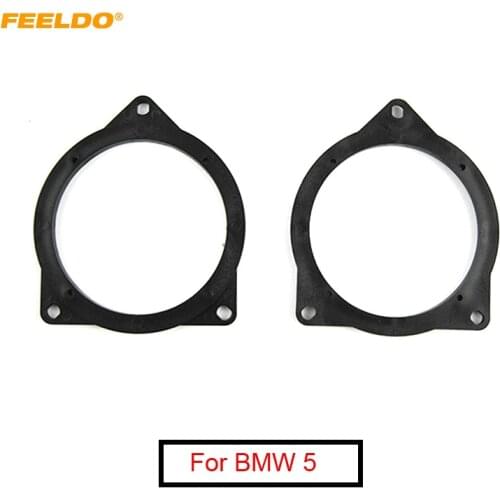 FEELDO 1Pair Car Speaker Spacer Mats Adapter for BMW 5 Mediant Front Door to 3.5" Stereo Mat Refit Holder Rings Kits