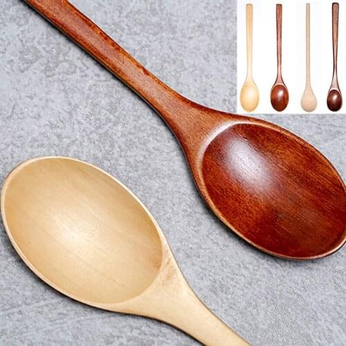 Natural Wooden Stirring Spoon Japanese Style Coffee Milk Honey Soup Spoon Handmade Set for Eating Mixing Stirring Wooden Spoon